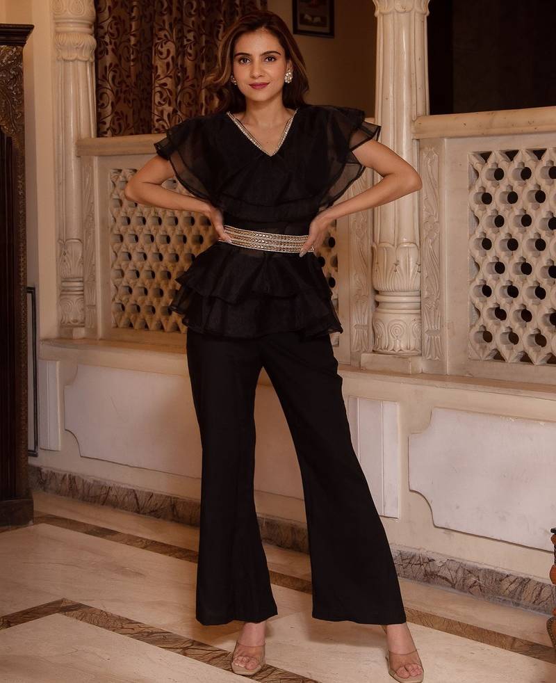 Arya black organza coord set