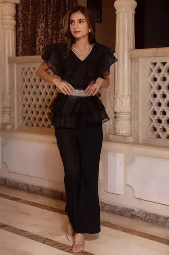 Arya black organza coord set