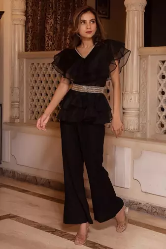 Arya black organza coord set