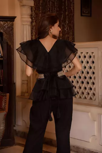 Arya black organza coord set
