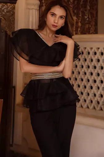 Arya black organza coord set