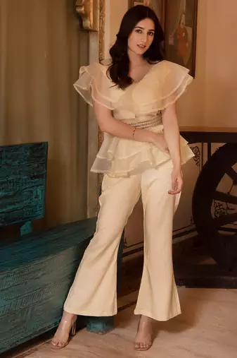 Arya beige organza coord set