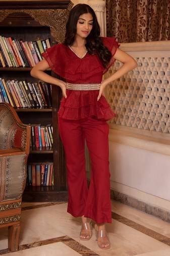 Arya magenta pink organza coord set