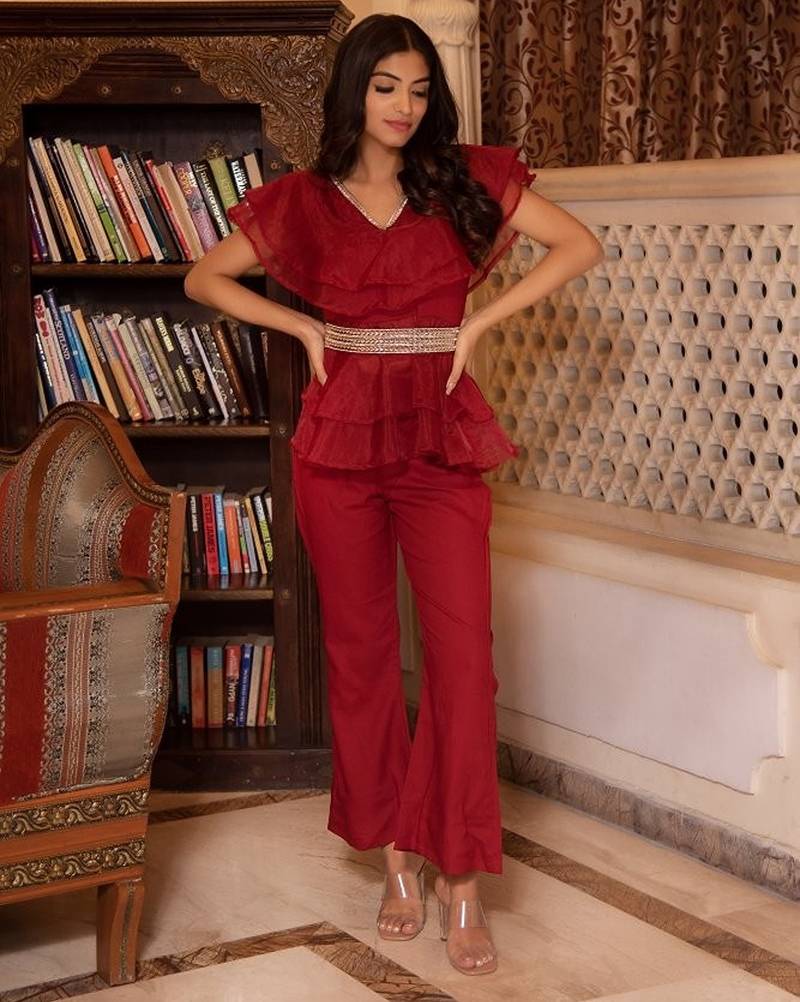 Arya magenta pink organza coord set