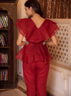Arya magenta pink organza coord set 2