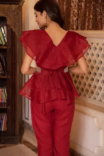 Arya magenta pink organza coord set