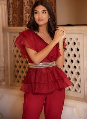 Arya magenta pink organza coord set 4
