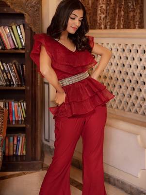 Arya magenta pink organza coord set 5