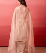 Champagne gold pre-draped skirt with handwork blouse & organza shrug