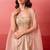 Champagne gold pre-draped skirt with handwork blouse & organza shrug