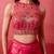 Glossy pink pre-draped skirt with handwork blouse & dupatta