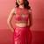 Glossy pink pre-draped skirt with handwork blouse & dupatta