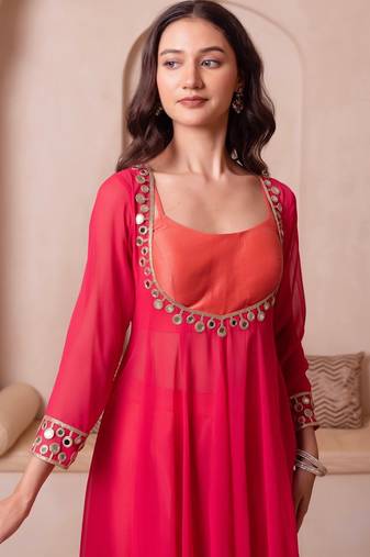 Kesari mirror work kurta set with blouse & pant