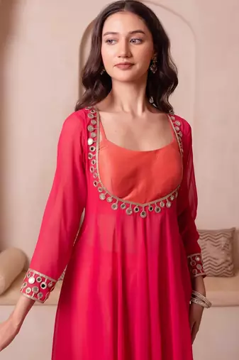 Kesari mirror work kurta set with blouse & pant