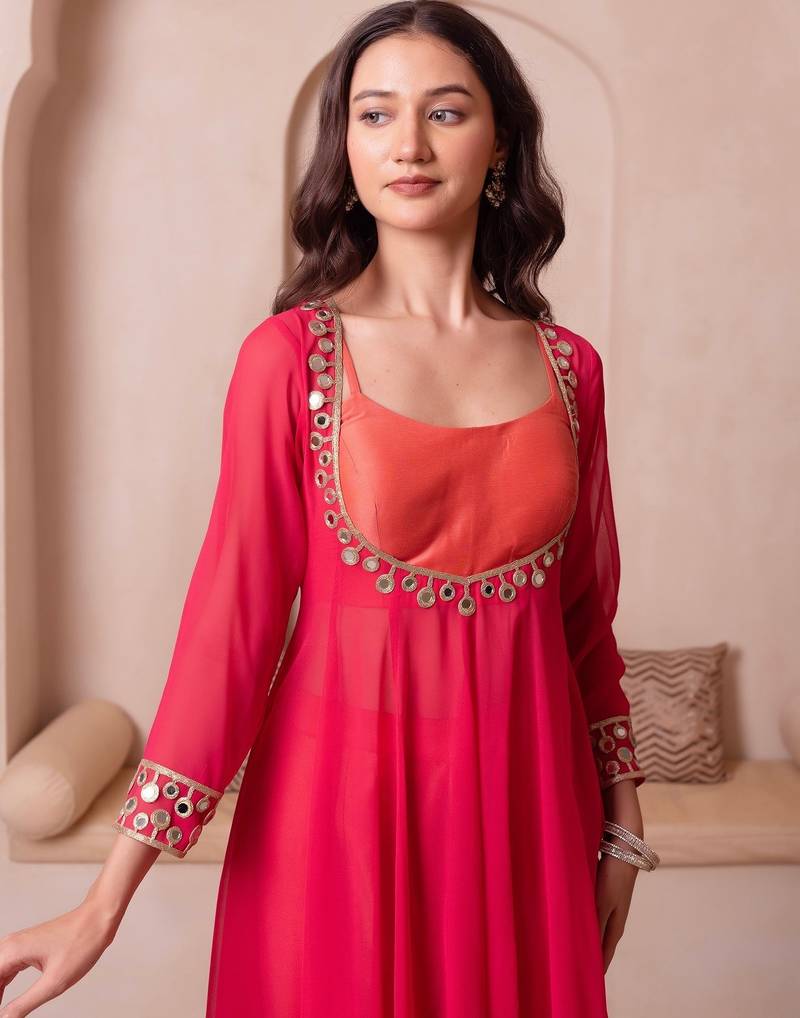 Kesari mirror work kurta set with blouse & pant
