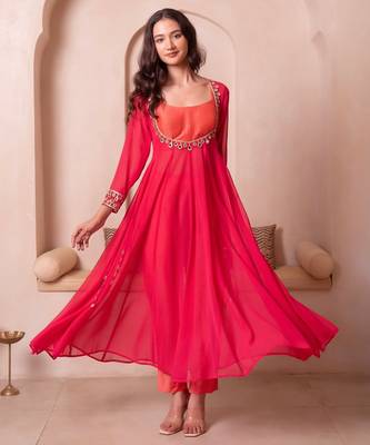 Kesari mirror work kurta set with blouse & pant 4