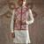 Red embroidered pashmina kurta bundi set