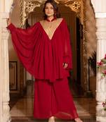 Maroon georgette sequined coord set