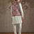 Red embroidered pashmina kurta bundi set