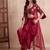 Maroon satin pre-draped skirt shrug set