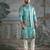 Blue embroidered silk kurta bundi set