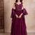 Purple georgette handwork five tier suit set with frill dupatta