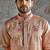 Peach embroidered silk kurta set