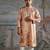 Peach embroidered silk kurta set