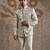 White embroidered linen bandhgala set