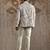 White embroidered linen bandhgala set