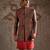 Red embroidered pashmina indo western set