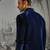 Blue embroidered velvet bandhgala set