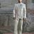 Frost White embroidered linen bandhgala set