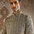Champagne jacquard bandhgala set