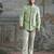 Mint Green embroidered linen bandhgala set