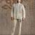 White embroidered organza bandhgala set