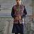 Navy Blue embroidered pashmina kurta bundi set