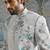 Frost White embroidered linen bandhgala set
