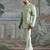 Mint Green embroidered linen bandhgala set