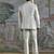 Frost White embroidered linen bandhgala set