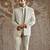 White embroidered organza bandhgala set