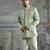 Mint Green embroidered linen bandhgala set