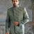 Teal Blue embroidered linen bandhgala set