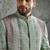 Green embroidered silk bandhgala set