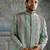 Green embroidered silk bandhgala set