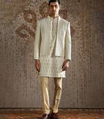 Ivory embroidered silk bandhgala set