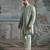 Ice Blue embroidered raw silk bandhgala set