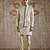 White embroidered raw silk bandhgala set