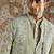 Green embroidered raw silk bandhgala set
