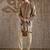 Beige embroidered raw silk bandhgala set